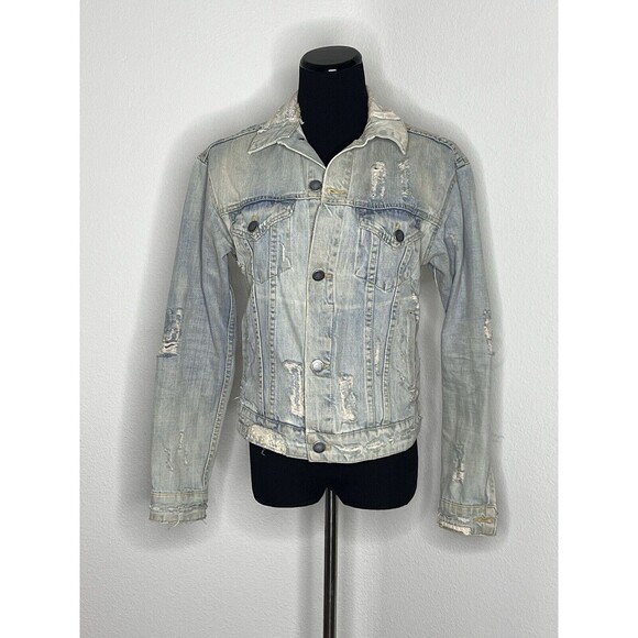 John John Denim Jacket Light Wash Small Distressed Made In Heaven‎ - Picture 1 of 11